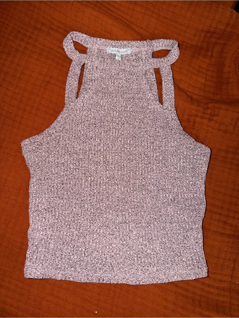 Charlotte Russe Dusty Pink Knit Halter Crop Tank